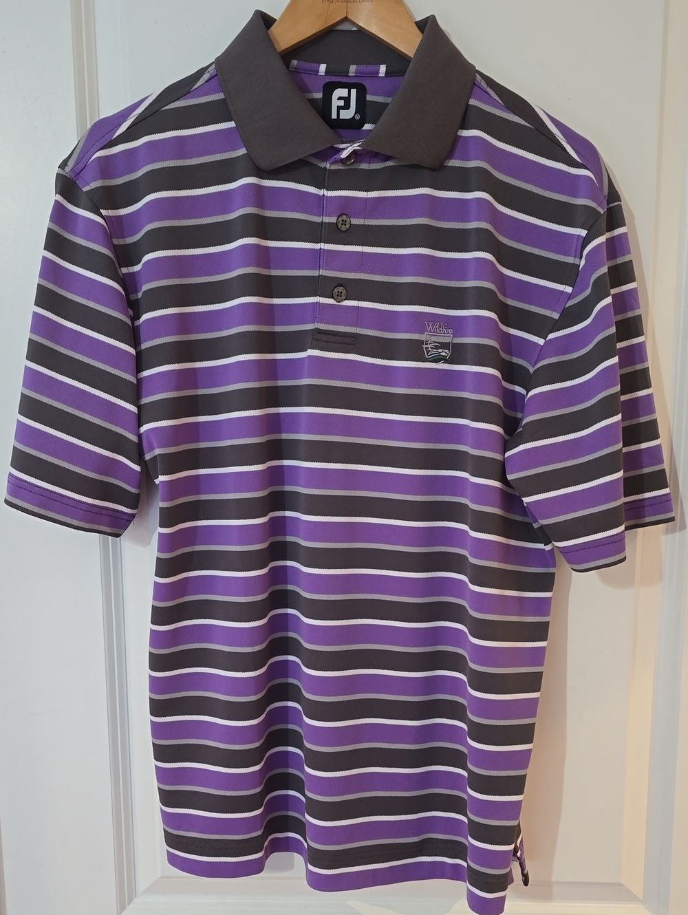 FootJoy Purple & Gray Striped Short-Sleeve Golf Polo